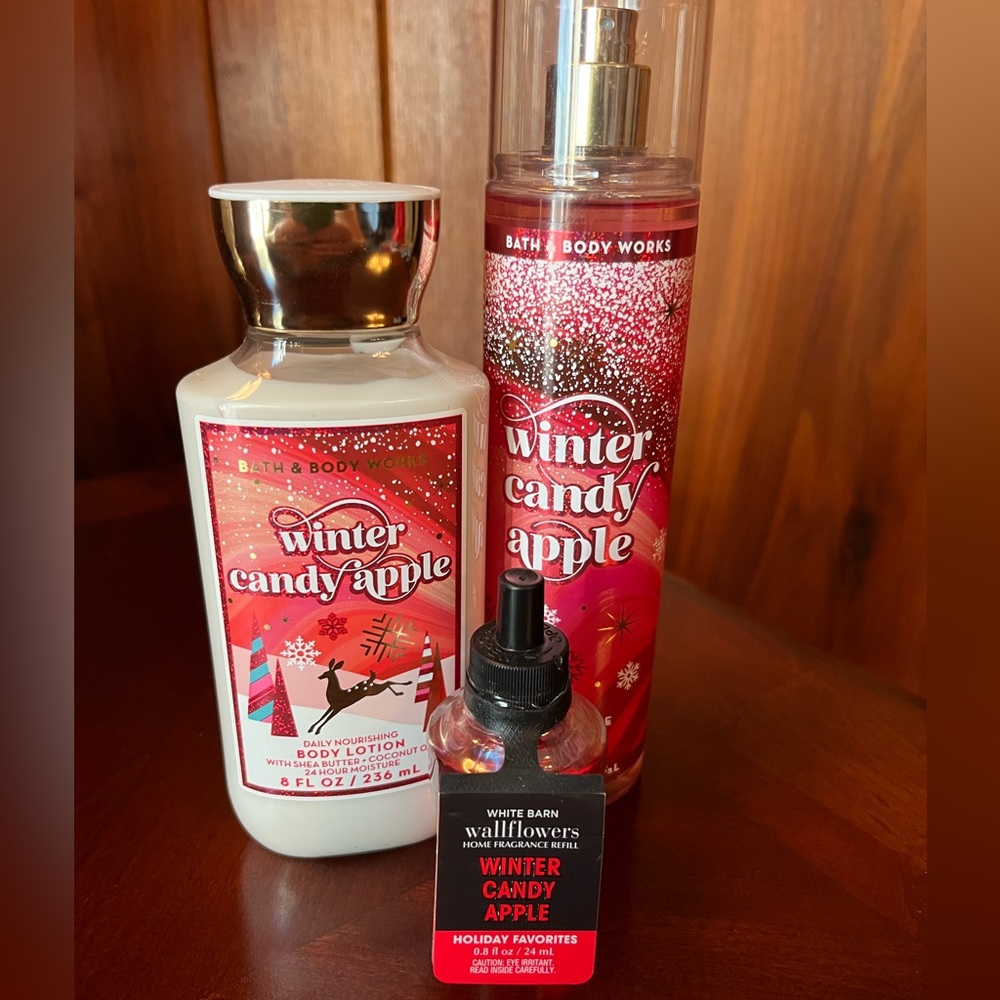NWT Bath and Body Works Winter Candy Apple Body Mist Lotion Wallflower refill